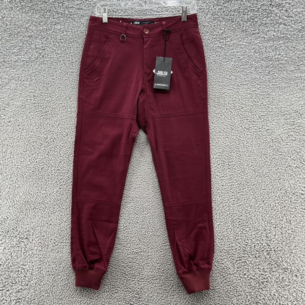 Publish Brand Pants Men 28 Burgundy Legacy Jogger Water Repellent Stretch Casual